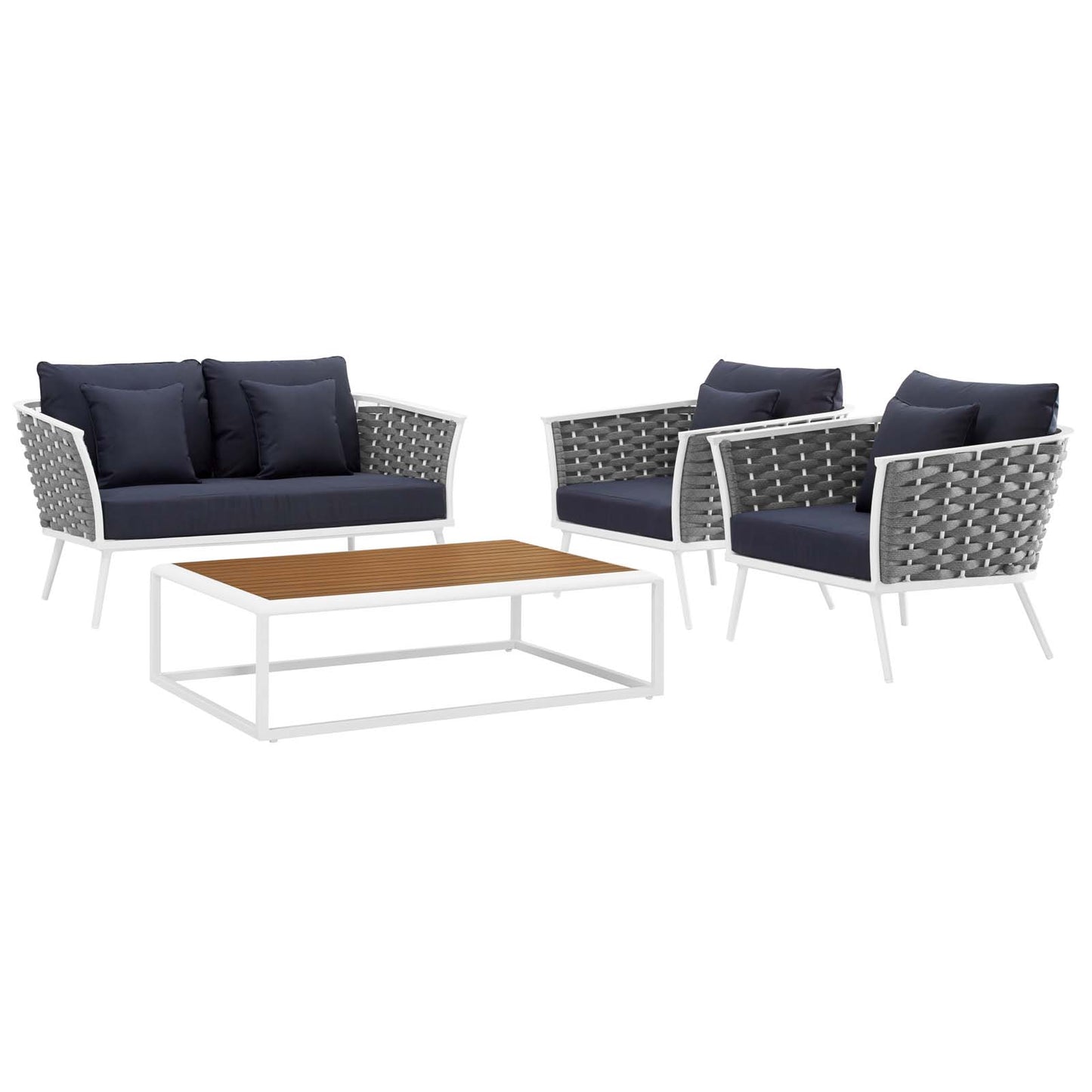 Stance 4 Piece Outdoor Patio Aluminum Sectional Sofa Set