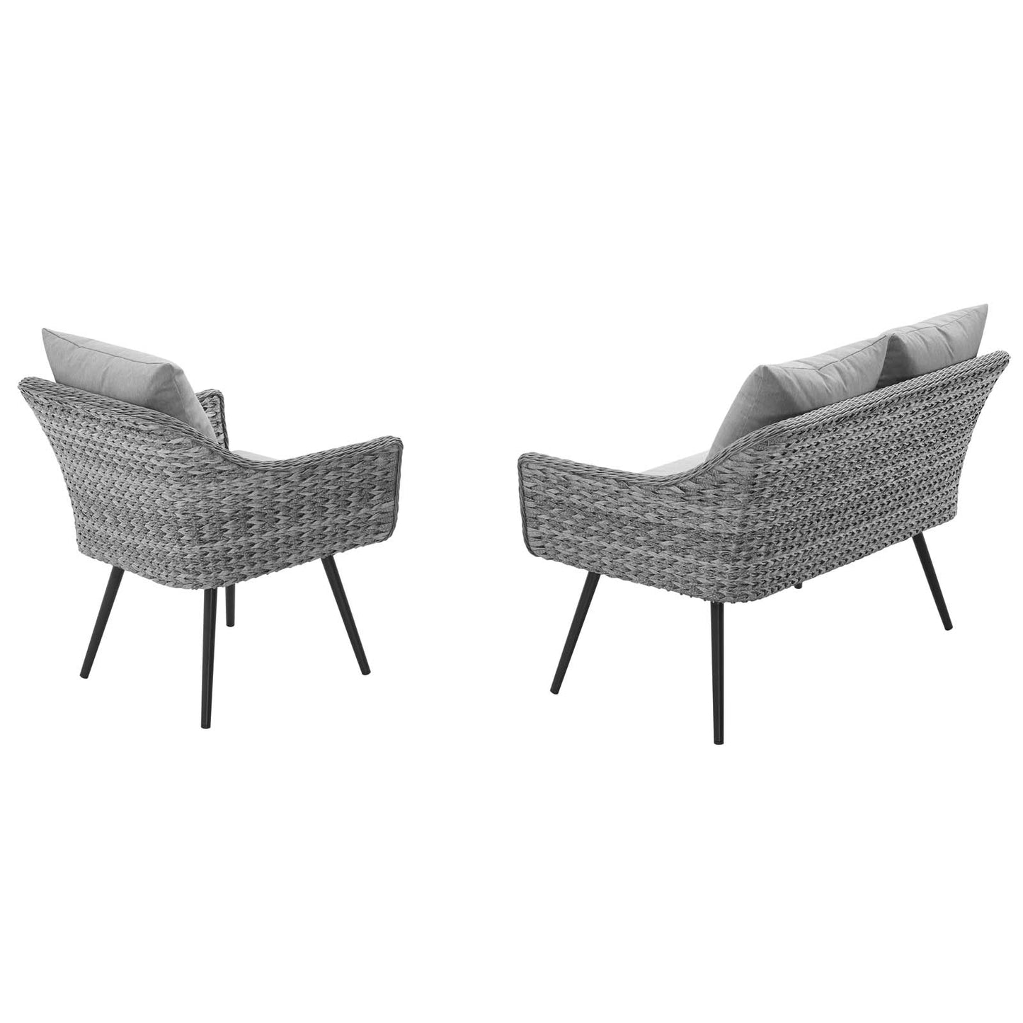 Ensemble de 2 fauteuils et causeuse en rotin pour patio extérieur Endeavor par Modway