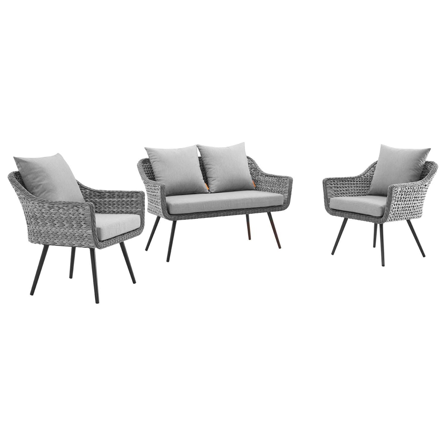 Ensemble de 3 fauteuils et causeuse en rotin pour patio extérieur Endeavor par Modway