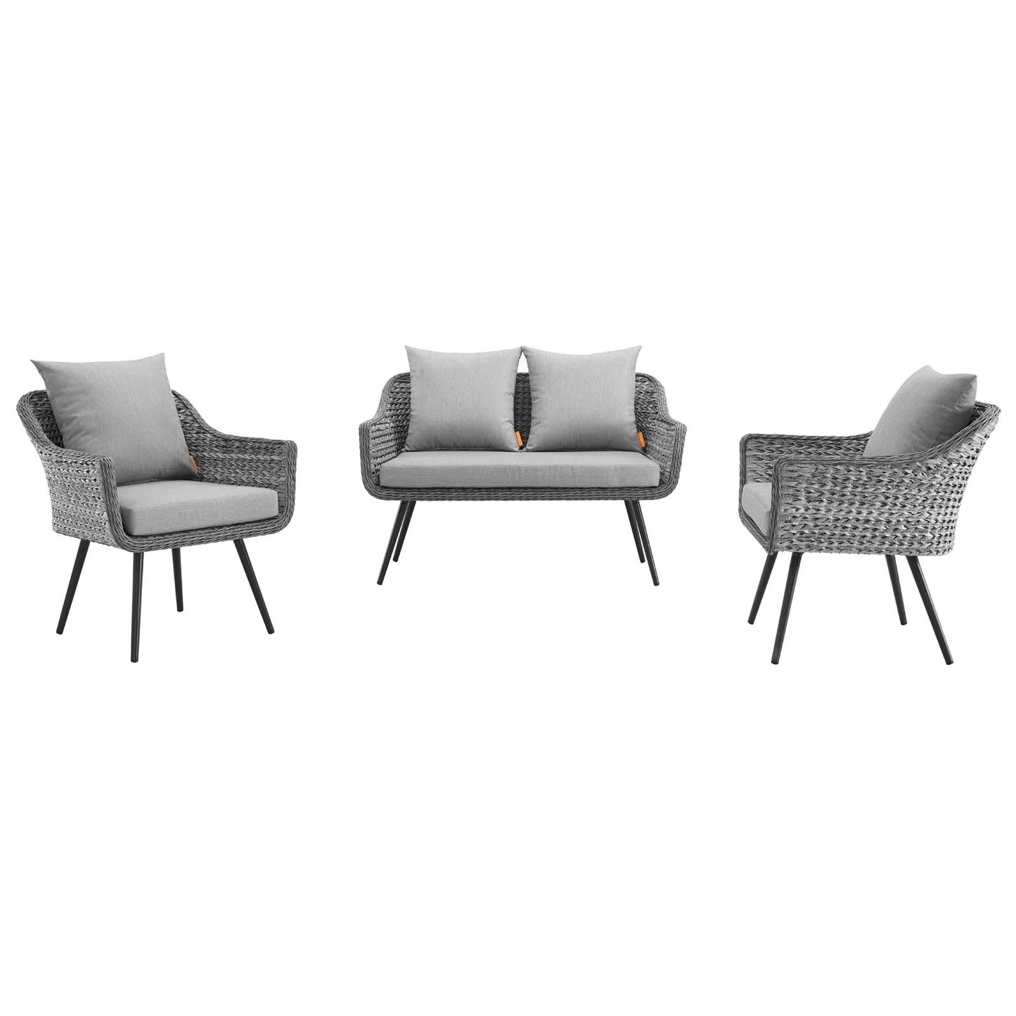 Ensemble de 3 fauteuils et causeuse en rotin pour patio extérieur Endeavor par Modway