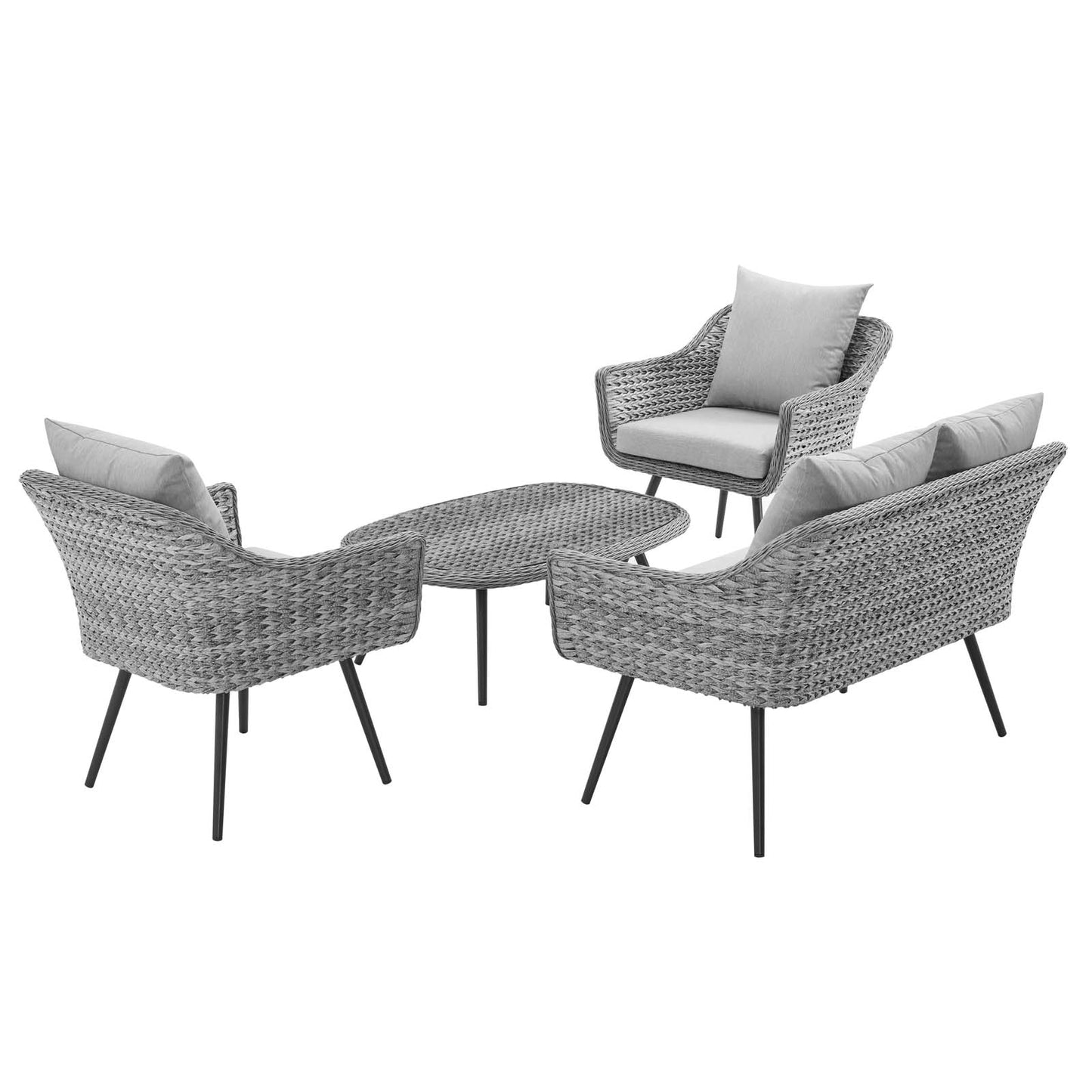 Ensemble de 4 fauteuils et table basse en rotin et osier pour patio extérieur Endeavor par Modway