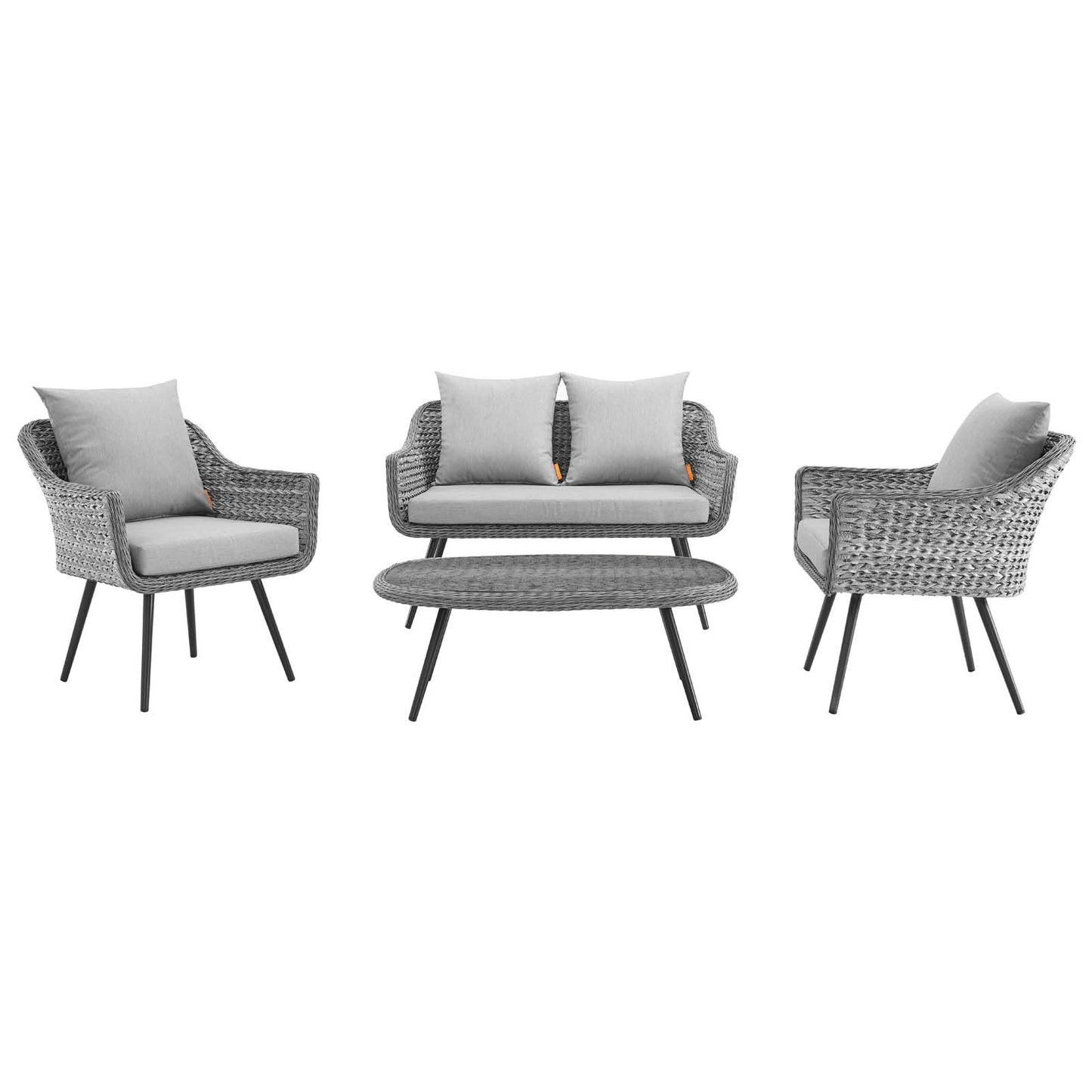 Ensemble de 4 fauteuils et table basse en rotin et osier pour patio extérieur Endeavor par Modway