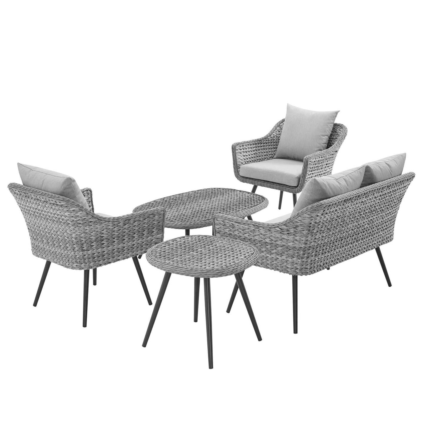 Ensemble de 5 fauteuils et table d'appoint pour patio extérieur en rotin et osier Endeavor par Modway