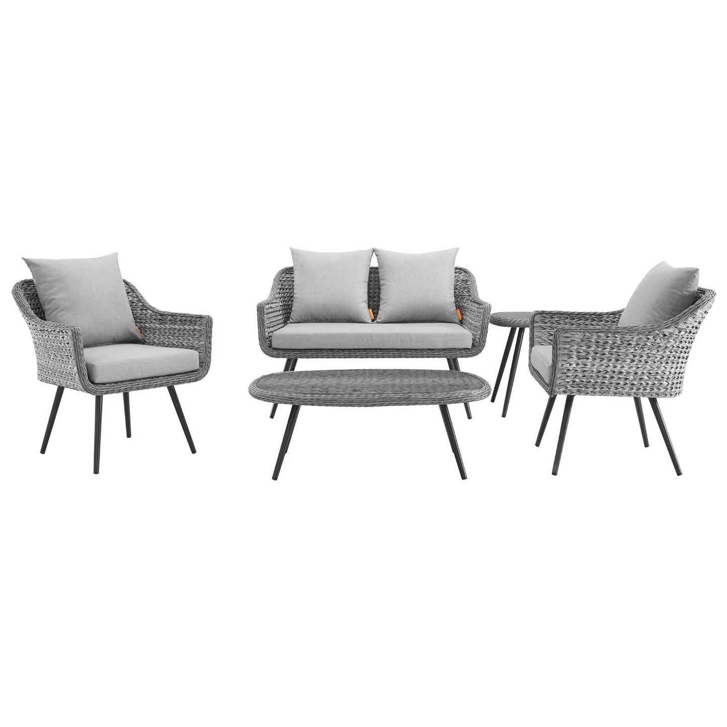 Ensemble de 5 fauteuils et table d'appoint pour patio extérieur en rotin et osier Endeavor par Modway