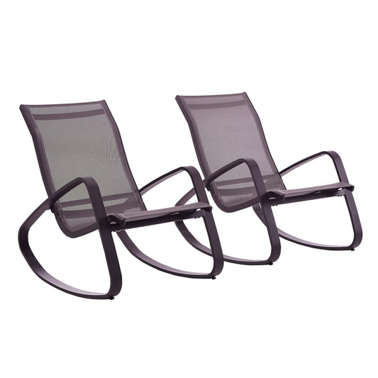 Traveler Outdoor Patio Mesh Sling Rocking Lounge Chair Set of 2