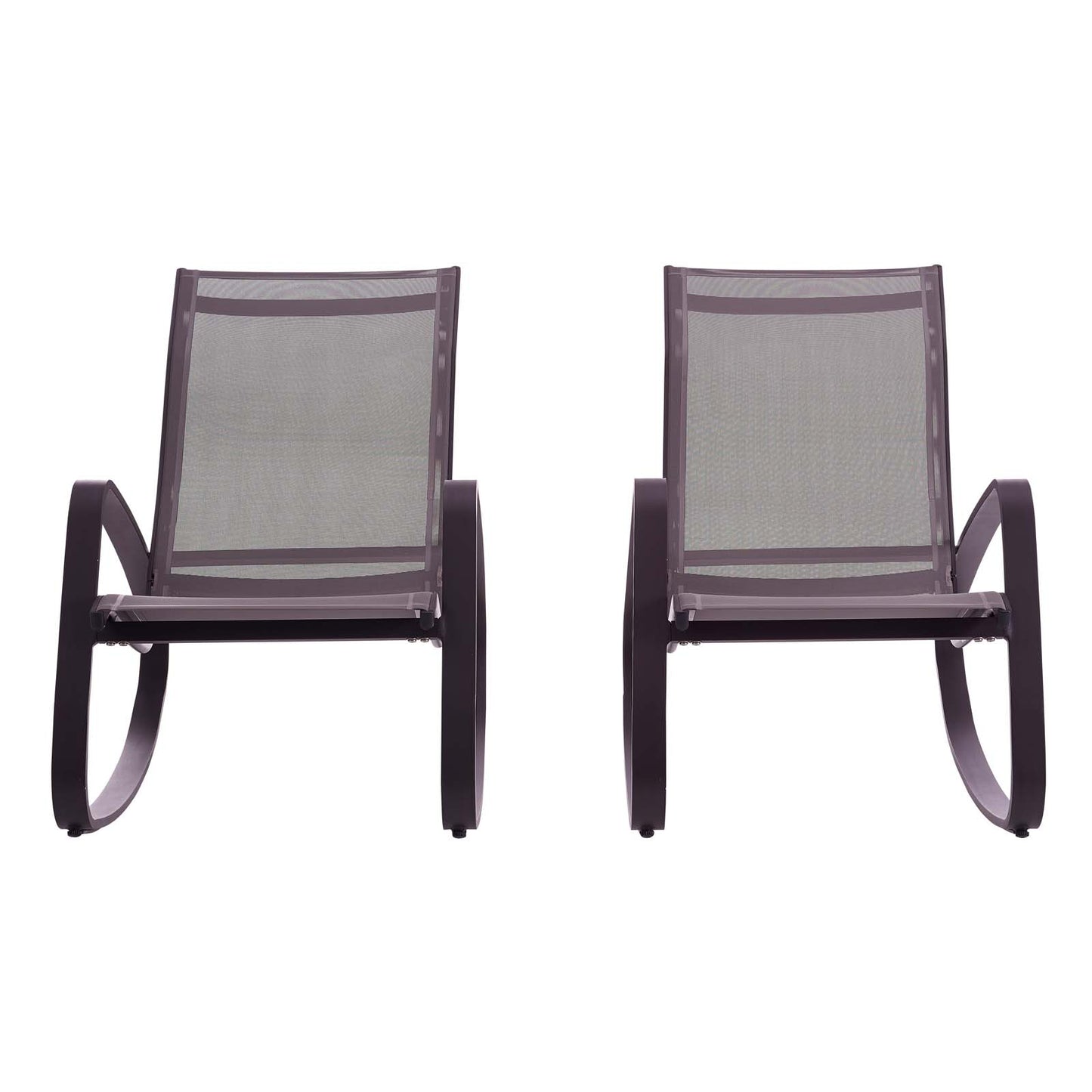 Traveler Outdoor Patio Mesh Sling Rocking Lounge Chair Set of 2