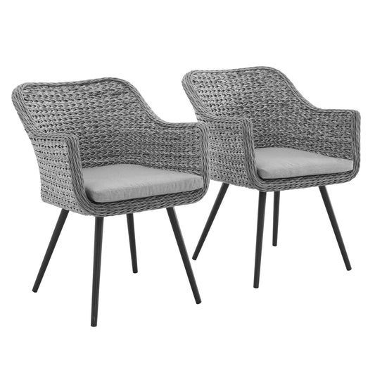 Endeavor Outdoor Patio Wicker Rattan Dining Armchair Set of 2