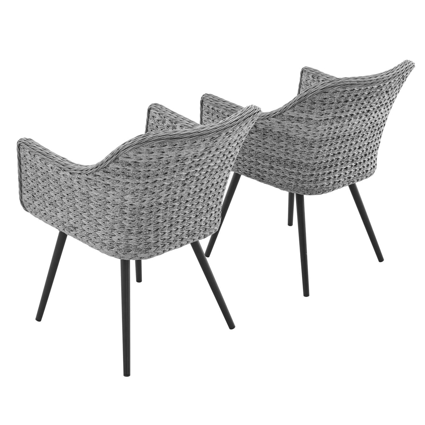 Ensemble de 2 fauteuils de salle à manger en rotin et osier pour patio extérieur Endeavor par Modway