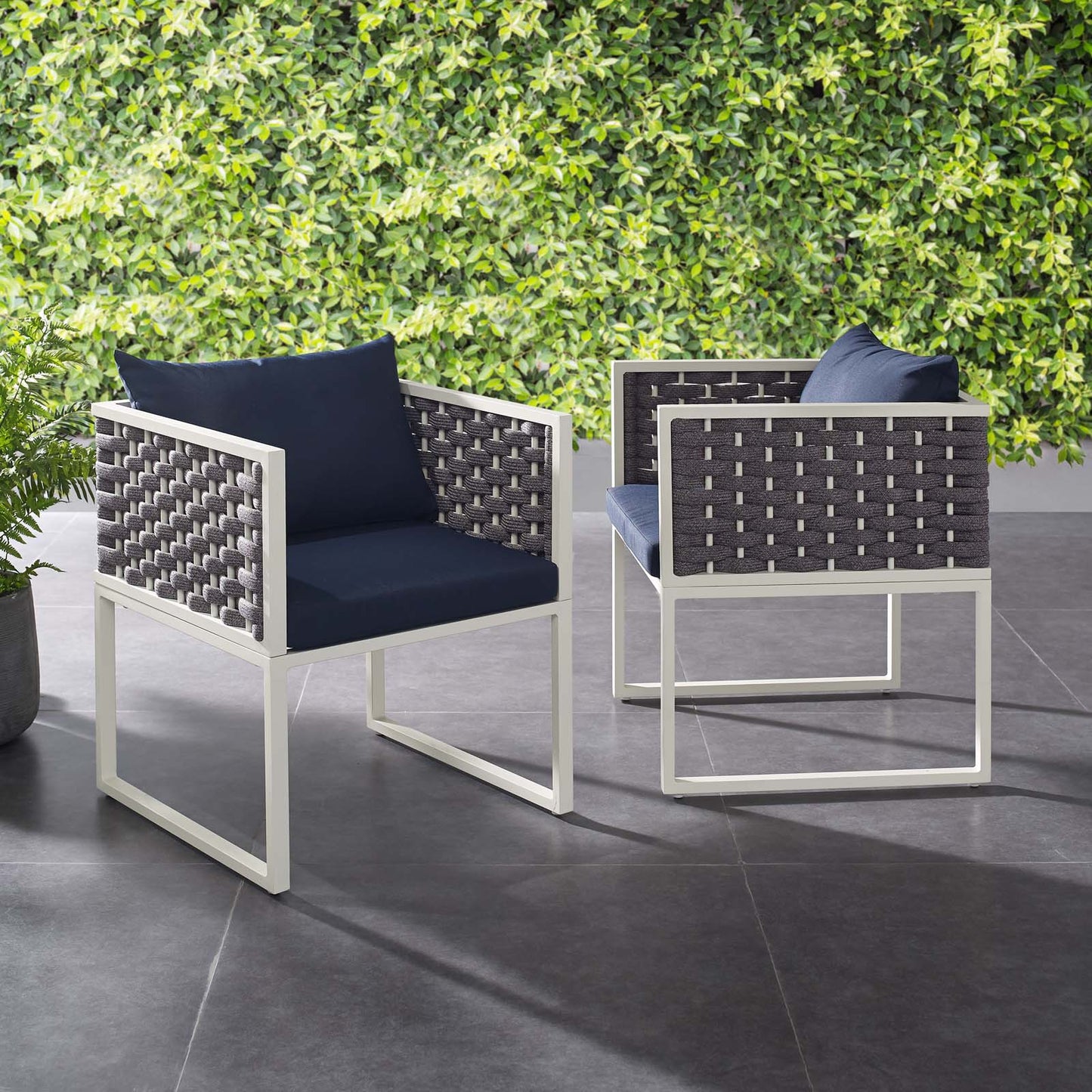 Stance Outdoor Patio Aluminum Dining Armchair Set of 2