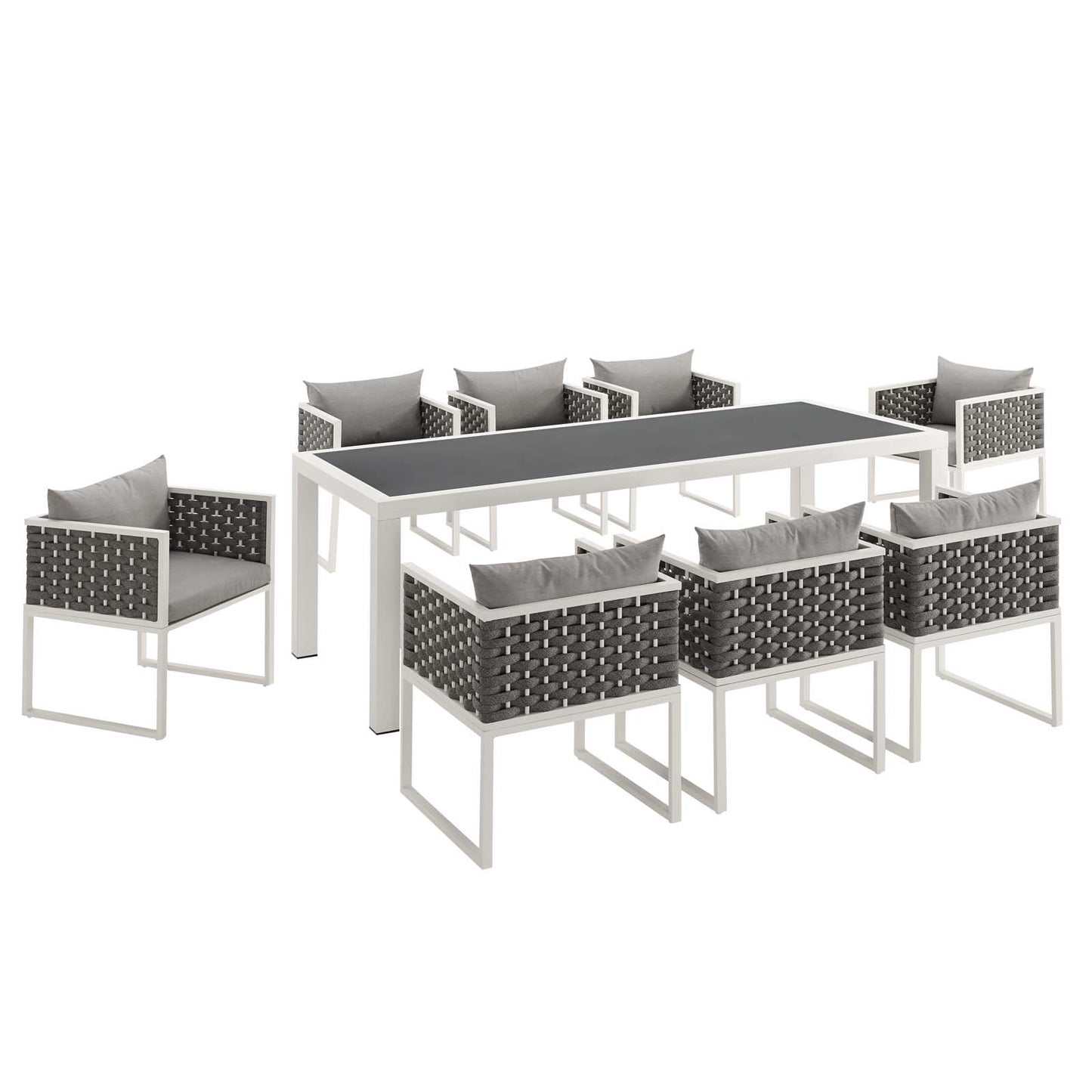 Stance 9 Piece Outdoor Patio Aluminum Dining Set