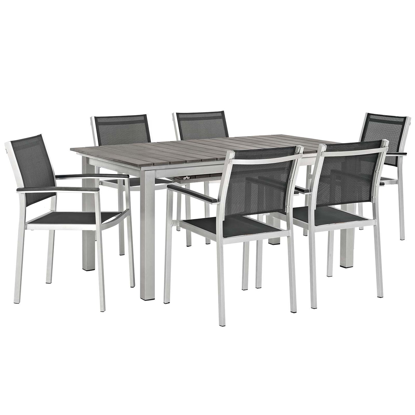 Juego de comedor de aluminio para exteriores Shore de 7 piezas de Modway