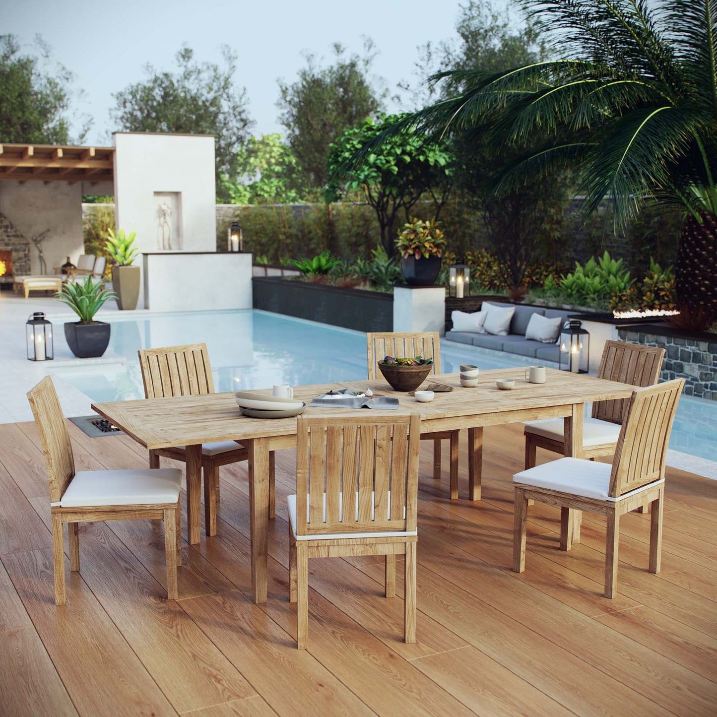 Marina 7 Piece Outdoor Patio Teak Dining Set