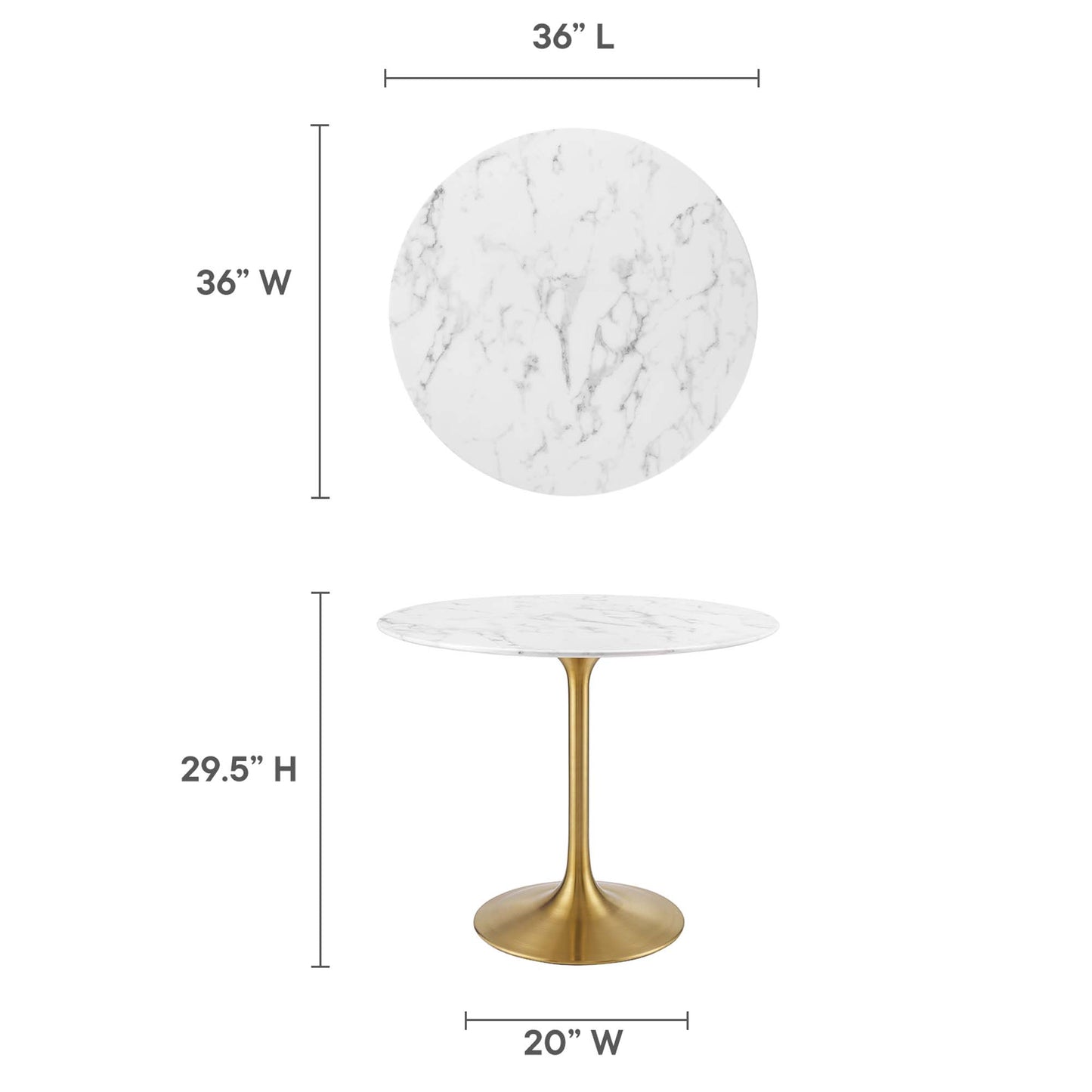 Lippa 36" Round Artificial Marble Dining Table