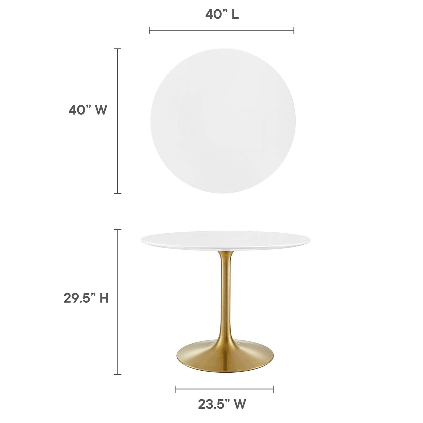 Mesa de comedor redonda de madera Lippa de 40" de Modway