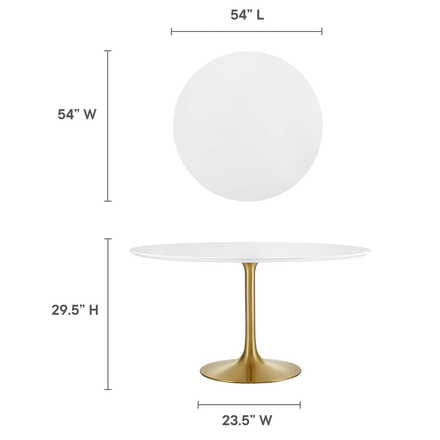 Mesa de comedor redonda de madera Lippa de 54" de Modway