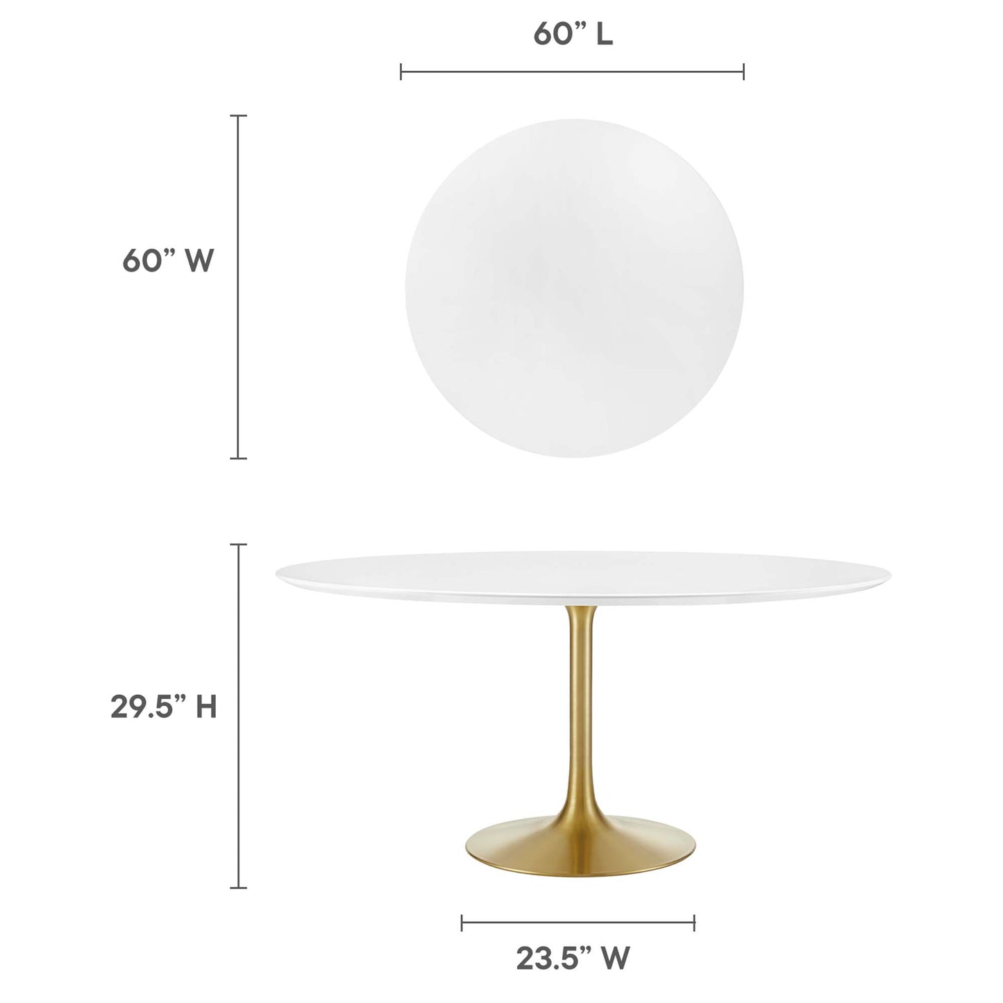 Mesa de comedor redonda de madera Lippa de 60" de Modway