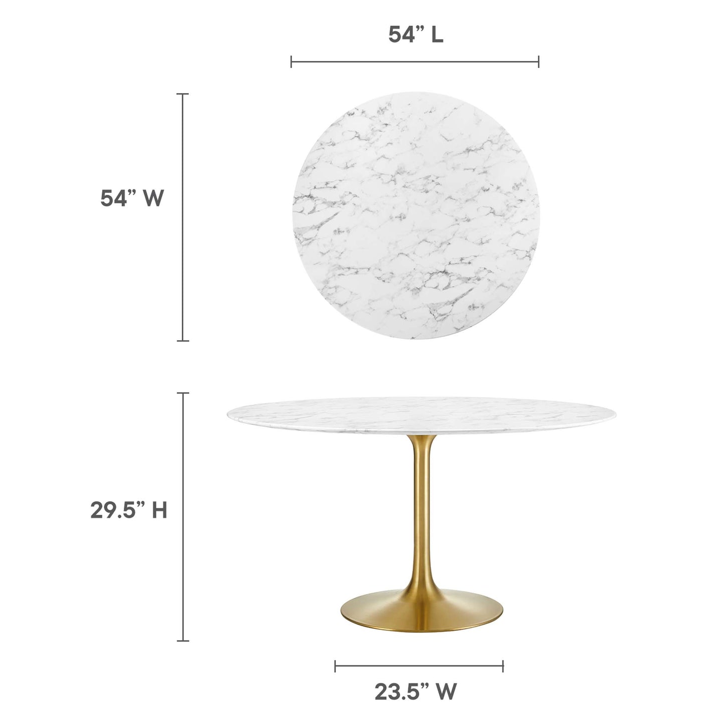 Mesa de comedor redonda de mármol artificial Lippa de 54" de Modway