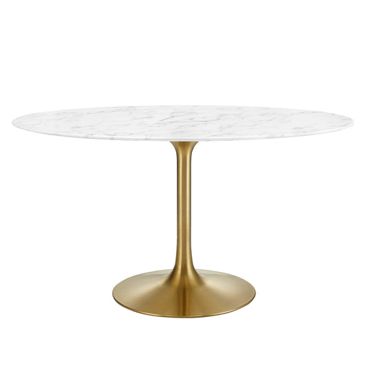 Lippa 54" Oval Artificial Marble Dining Table