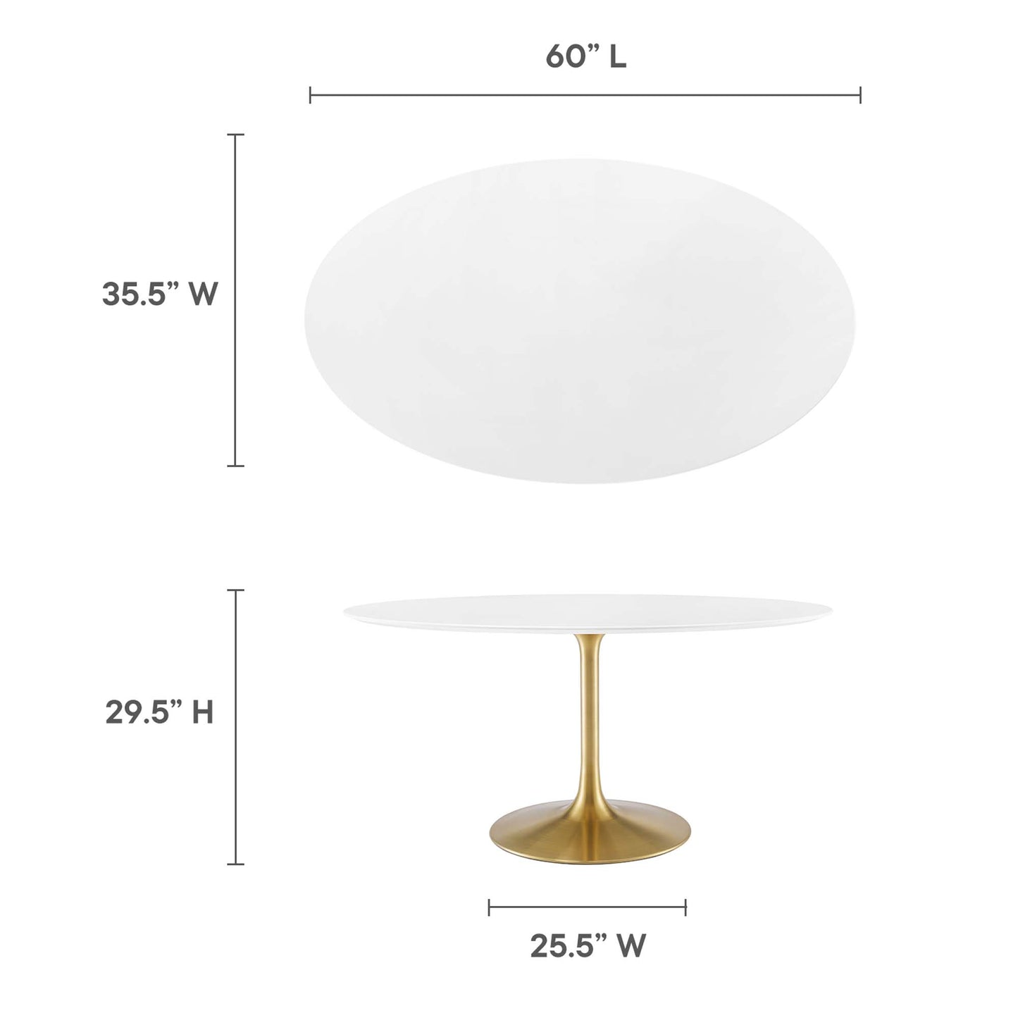 Mesa de comedor ovalada de madera Lippa de 60" de Modway