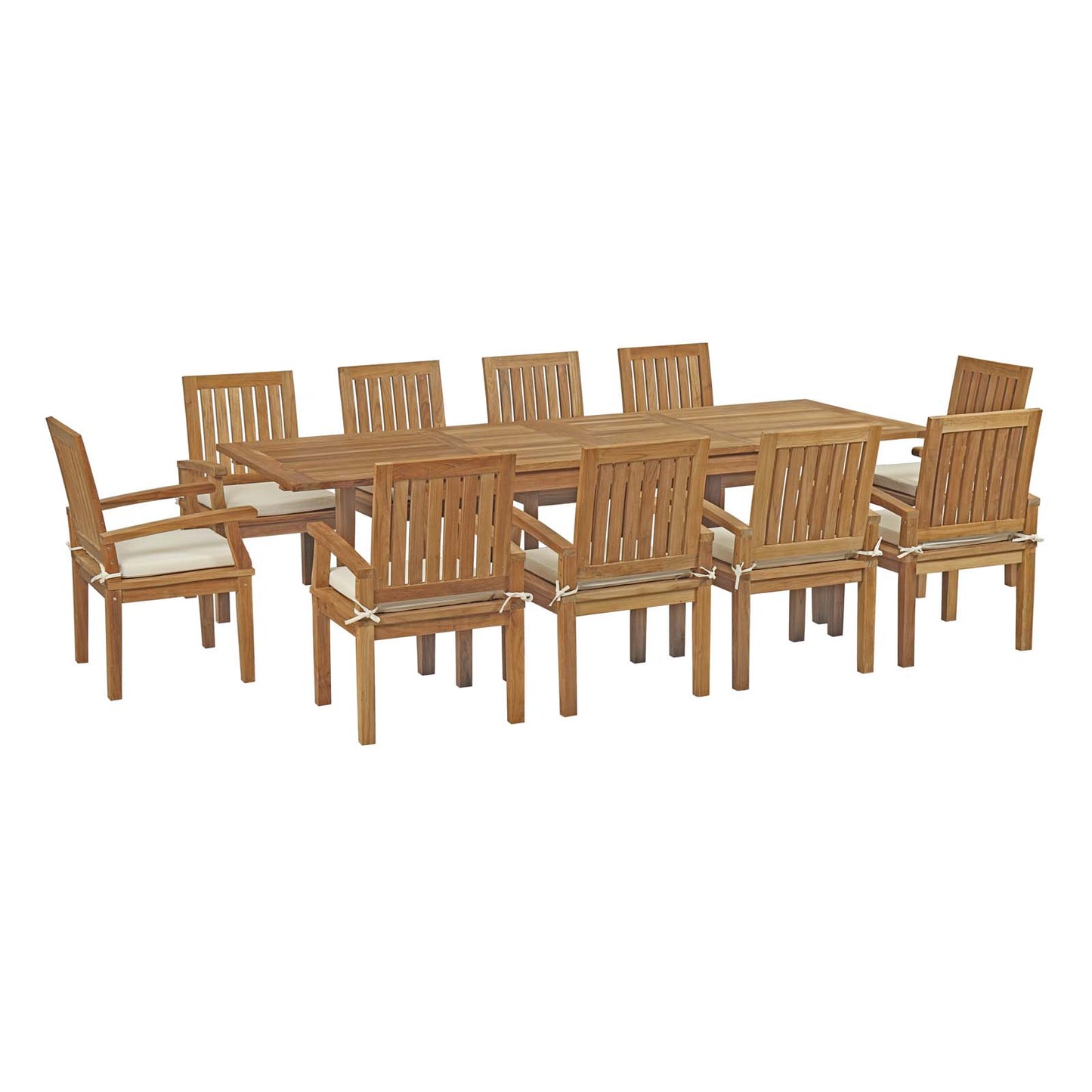 Marina 11 Piece Outdoor Patio Teak Dining Set