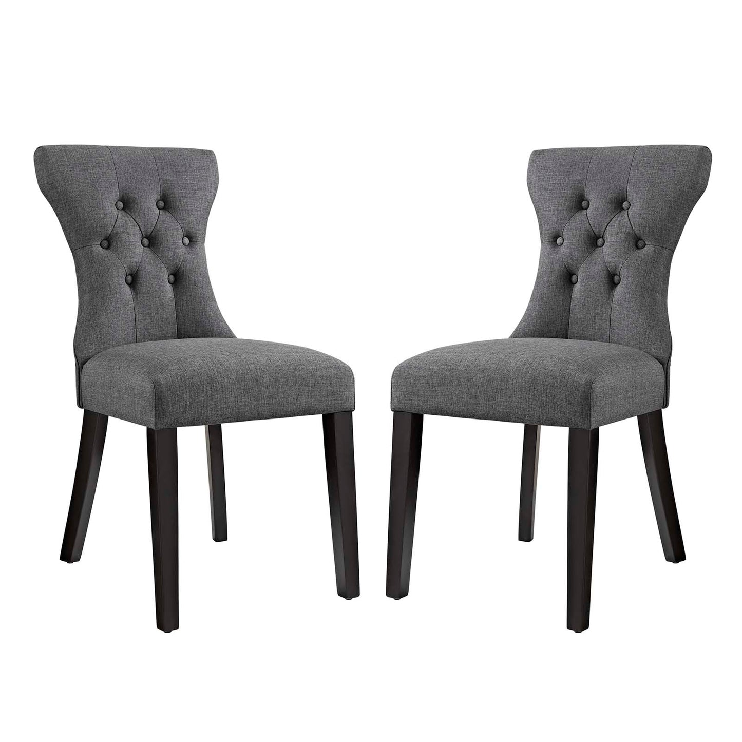 Silhouette Upholstered Fabric Dining Side Chairs Set of 2