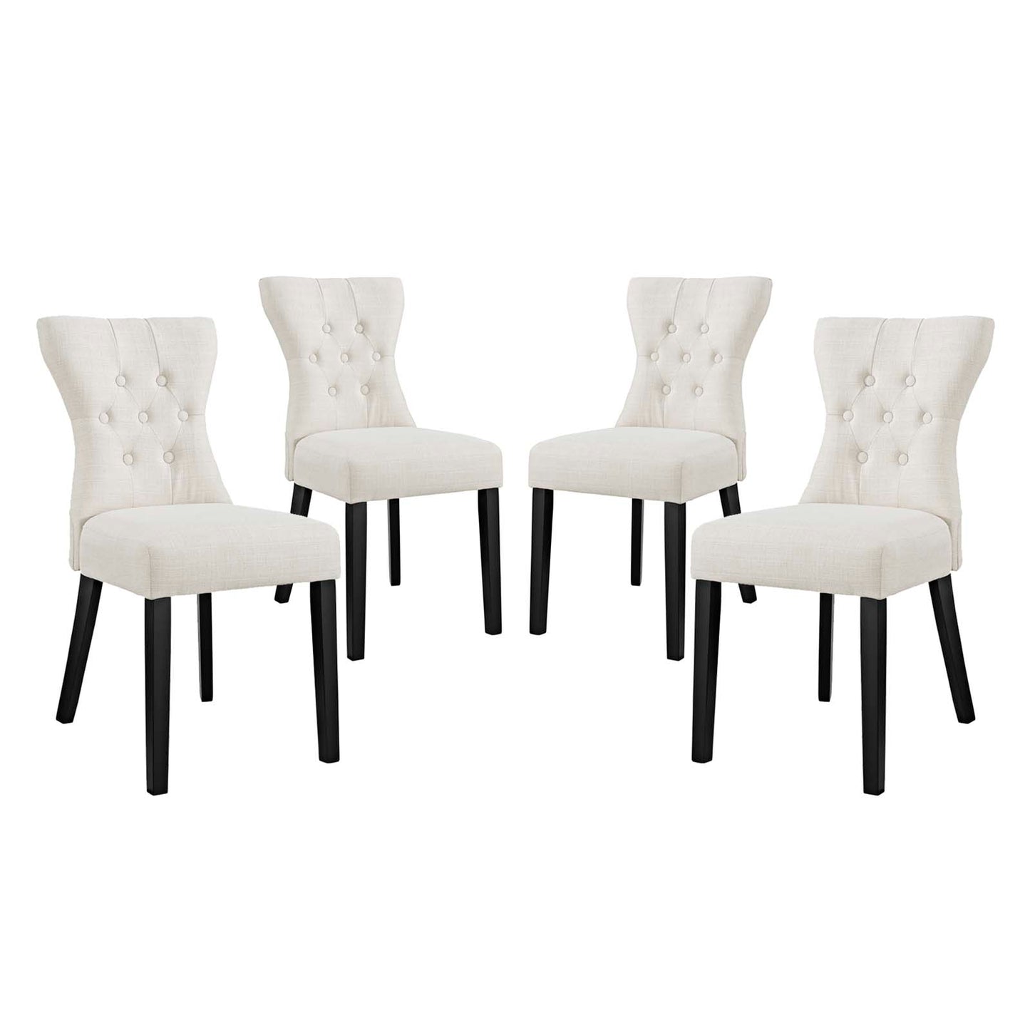 Silhouette Upholstered Fabric Dining Side Chairs Set of 4