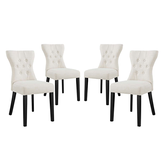 Silhouette Upholstered Fabric Dining Side Chairs Set of 4