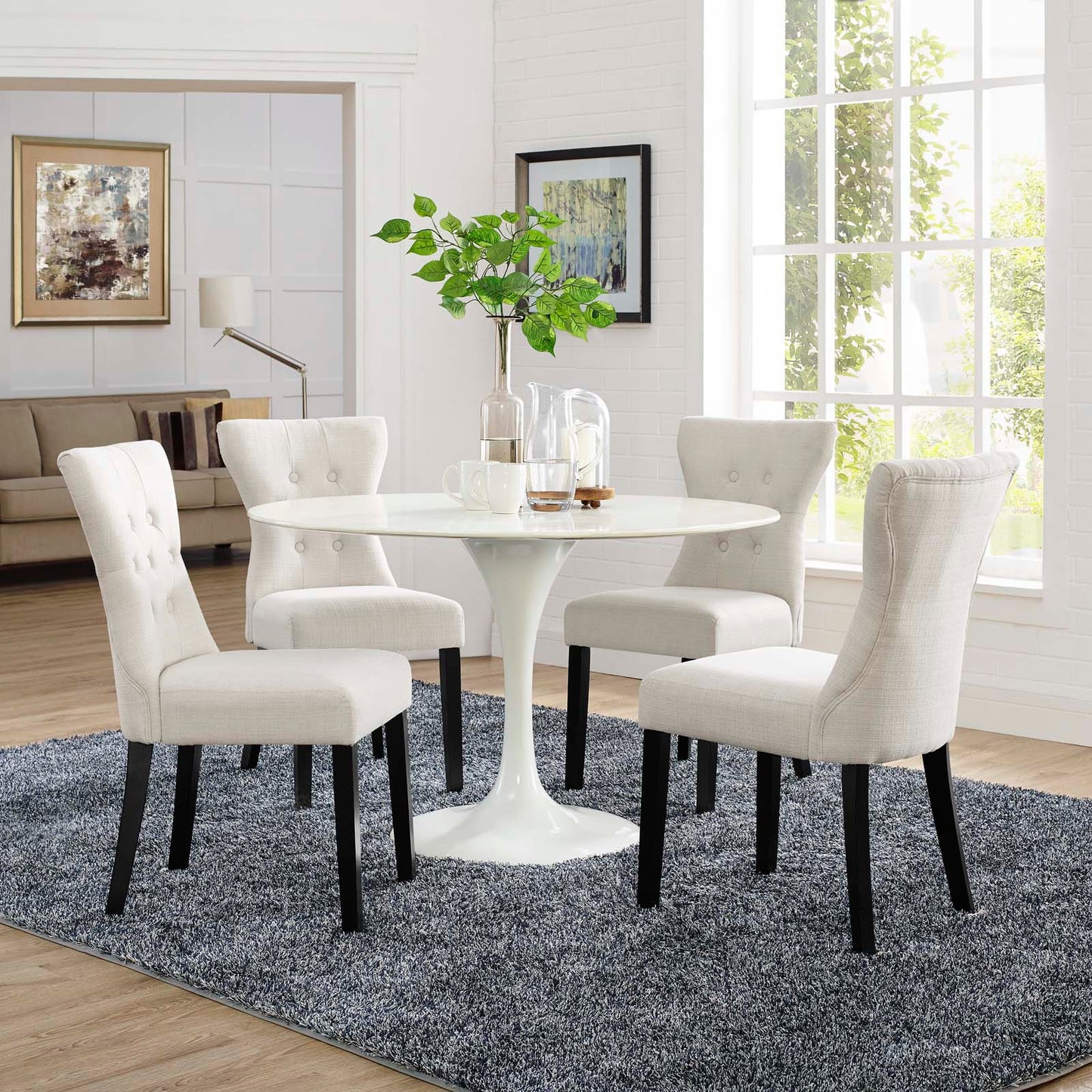 Silhouette Upholstered Fabric Dining Side Chairs Set of 4