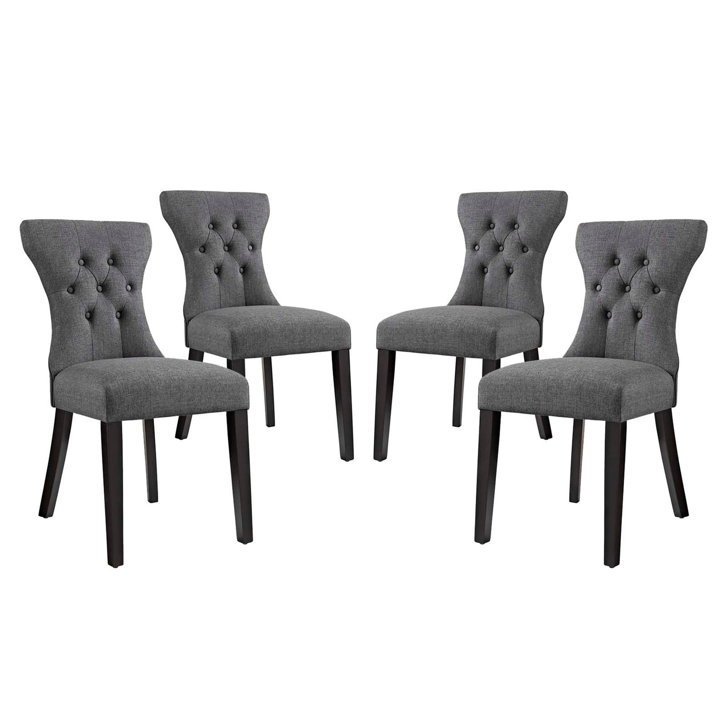 Silhouette Upholstered Fabric Dining Side Chairs Set of 4