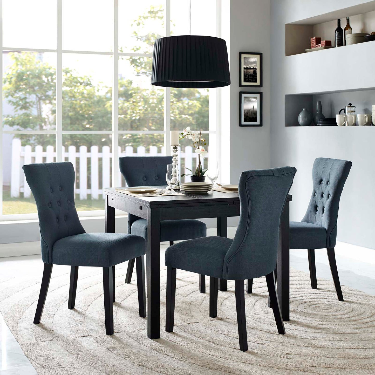 Silhouette Upholstered Fabric Dining Side Chairs Set of 4