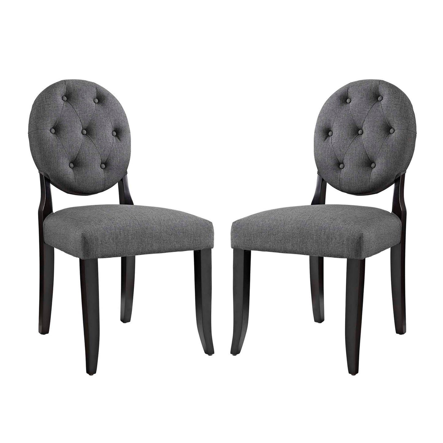 Button Upholstered Fabric Dining Side Chair Set of 2