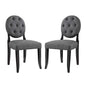 Button Upholstered Fabric Dining Side Chair Set of 2