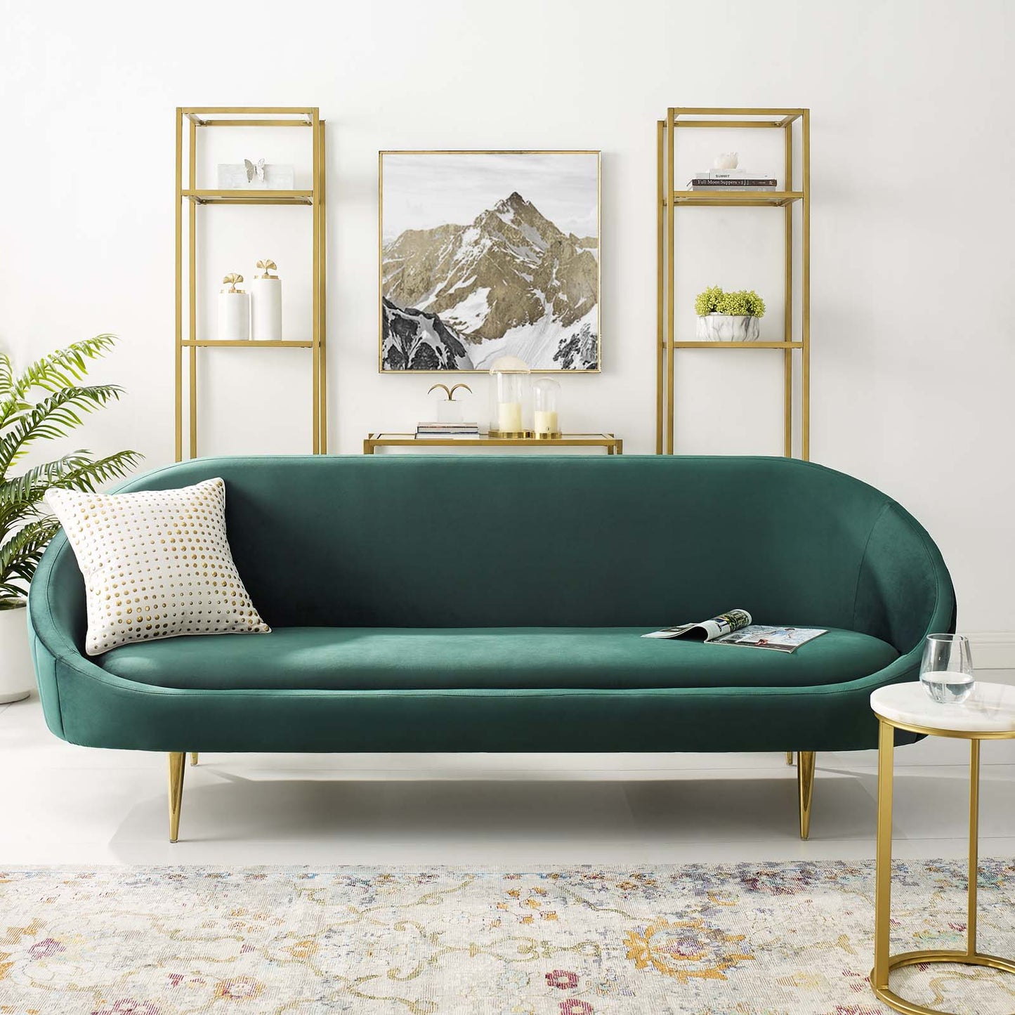 Sublime Vertical Curve Back Performance Velvet Sofa