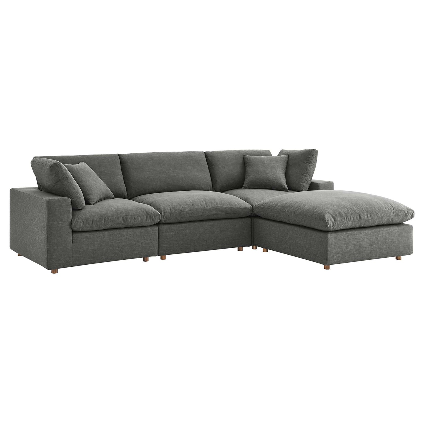 Commix 4 Piece Down Filled Overstuffed Sectional Sofa Set