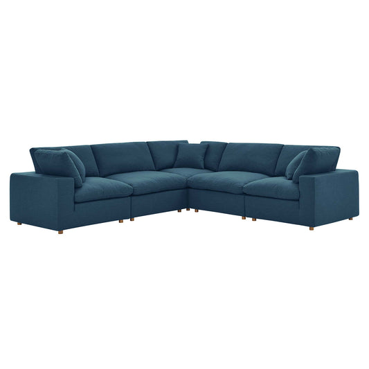 Commix 5 Piece Down Filled Overstuffed Sectional Sofa