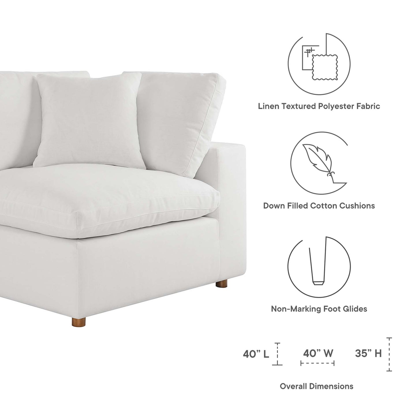 Sofá modular Commix de 6 piezas con relleno de plumas de Modway