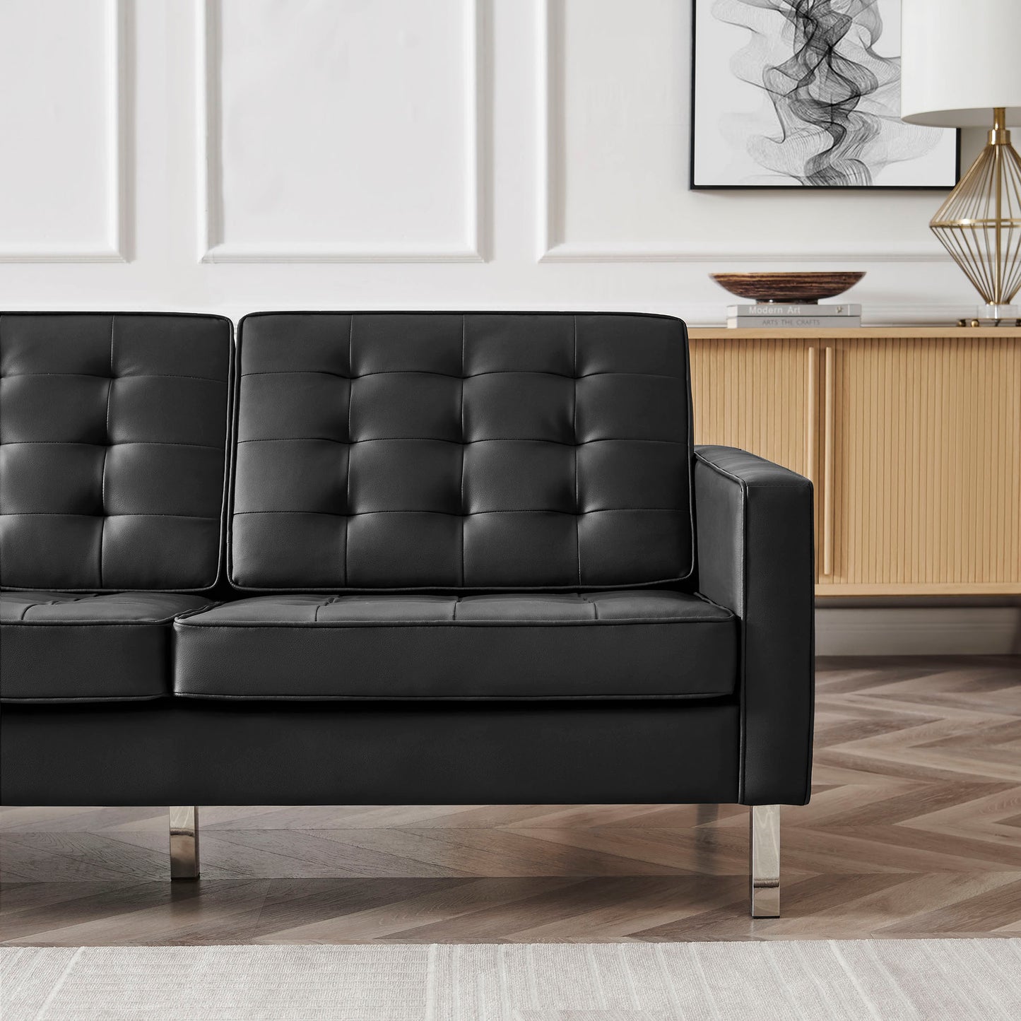 Loft Tufted Vegan Leather Sofa