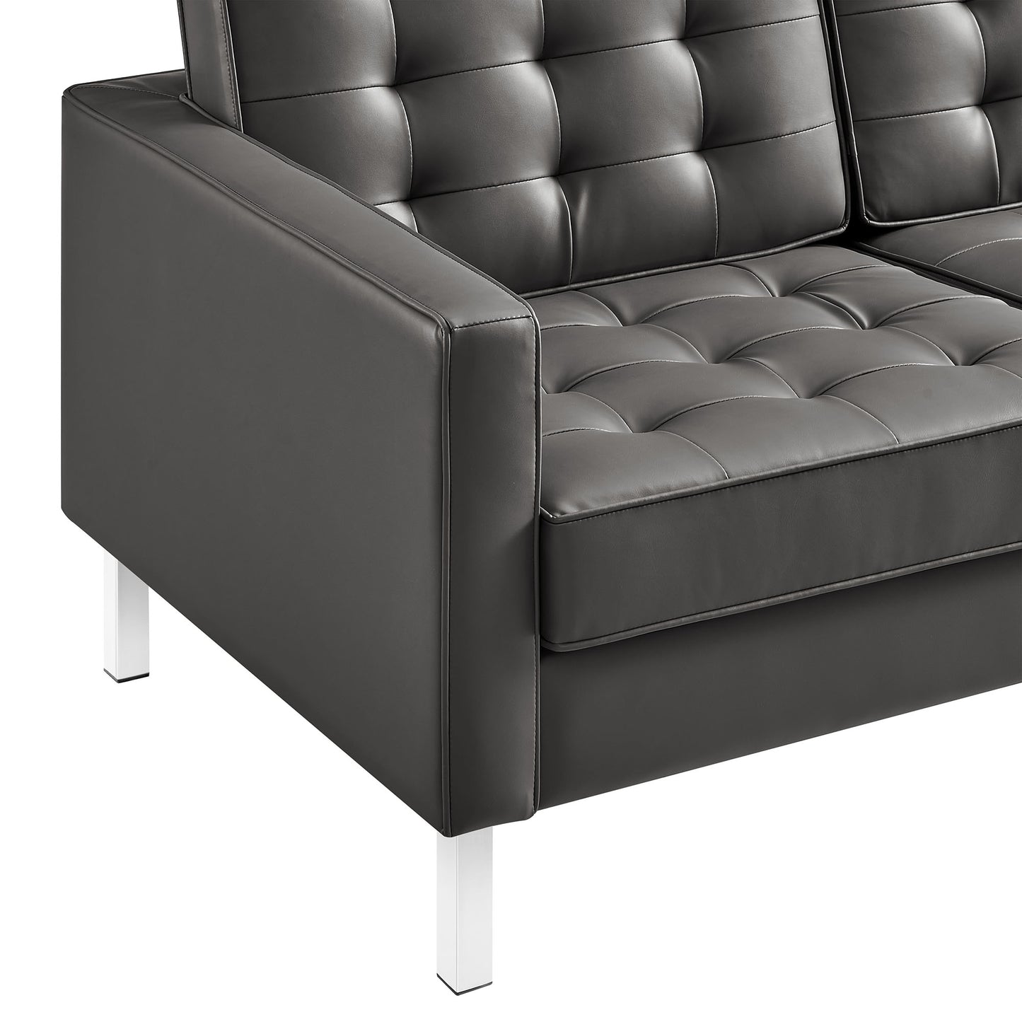 Loft Tufted Vegan Leather Sofa