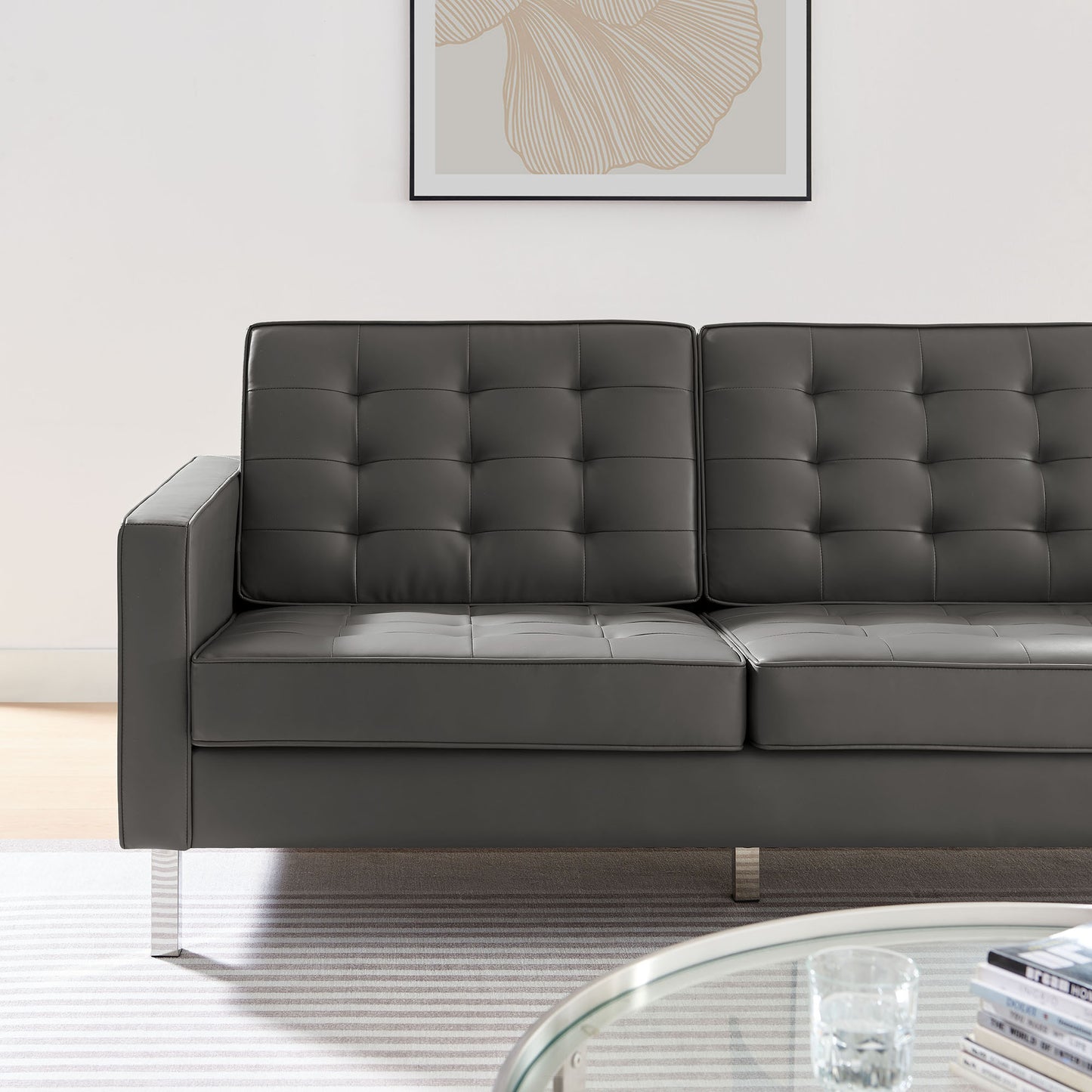 Loft Tufted Vegan Leather Sofa