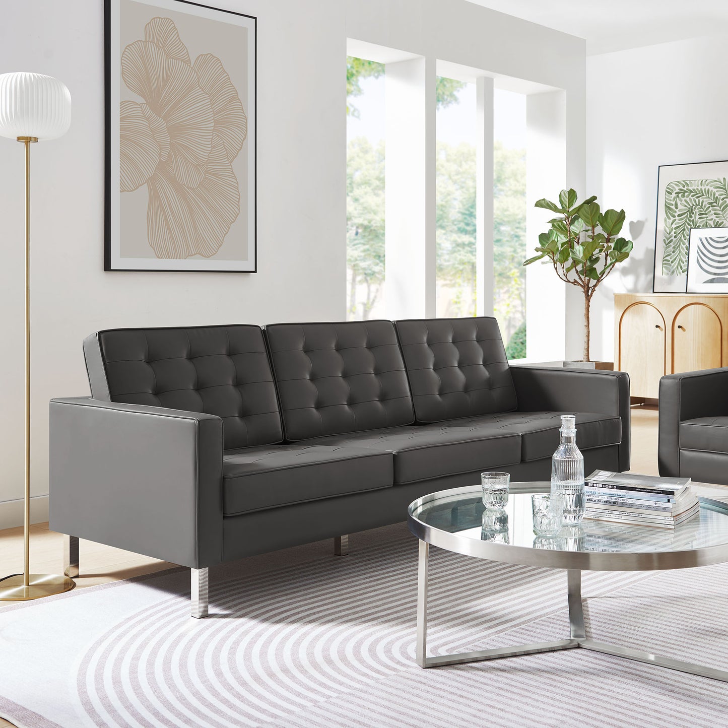 Loft Tufted Vegan Leather Sofa