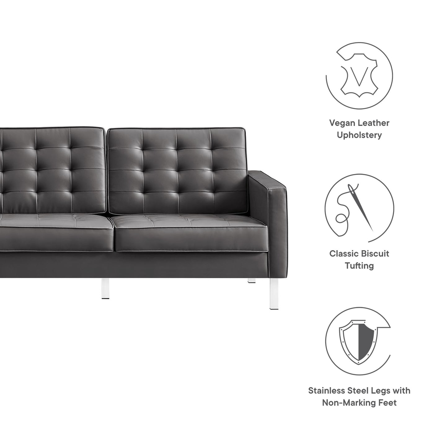 Loft Tufted Vegan Leather Sofa