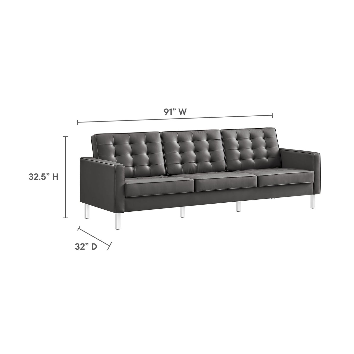 Loft Tufted Vegan Leather Sofa