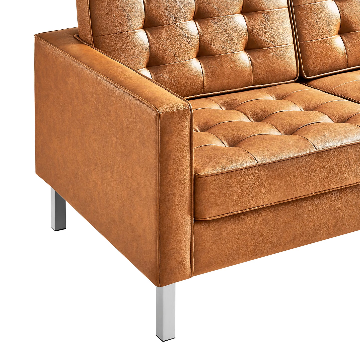 Loft Tufted Vegan Leather Sofa