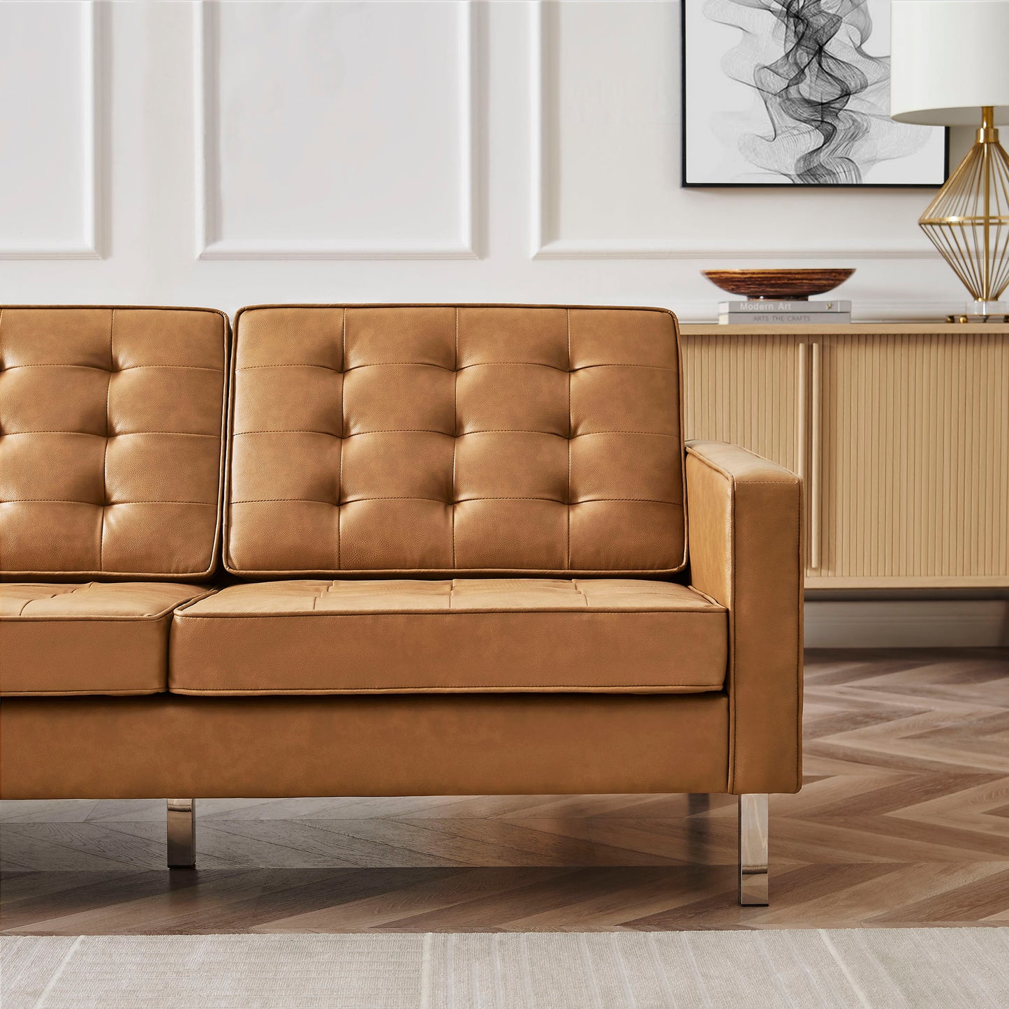 Loft Tufted Vegan Leather Sofa