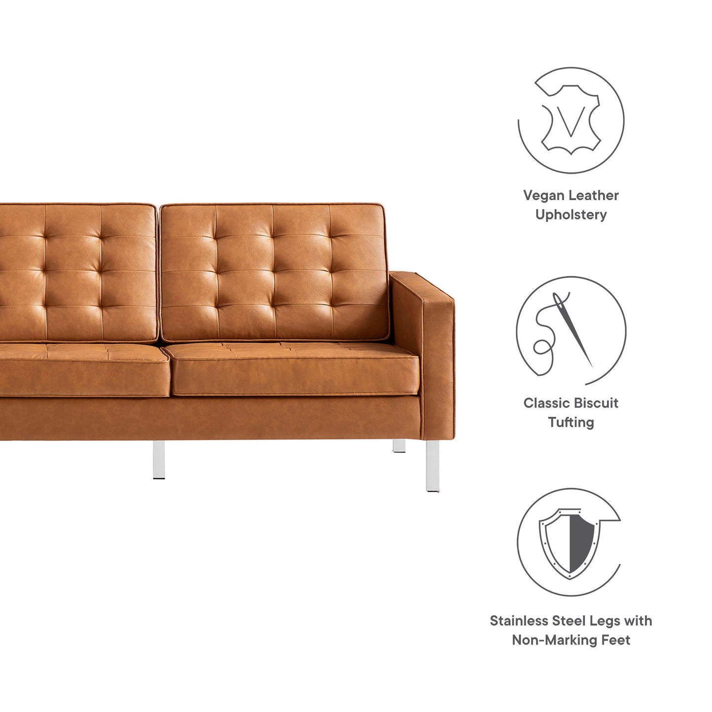 Loft Tufted Vegan Leather Sofa