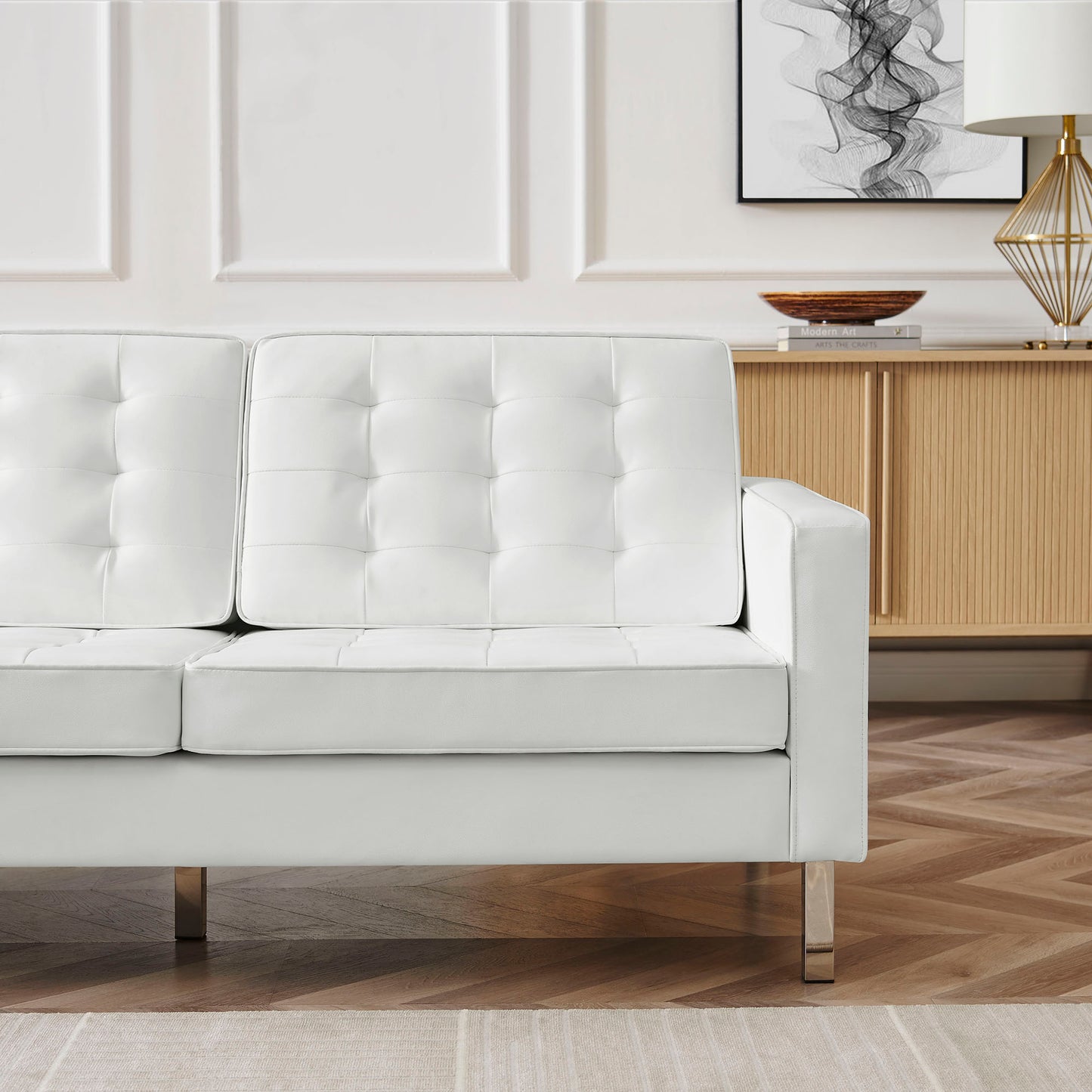 Loft Tufted Vegan Leather Sofa