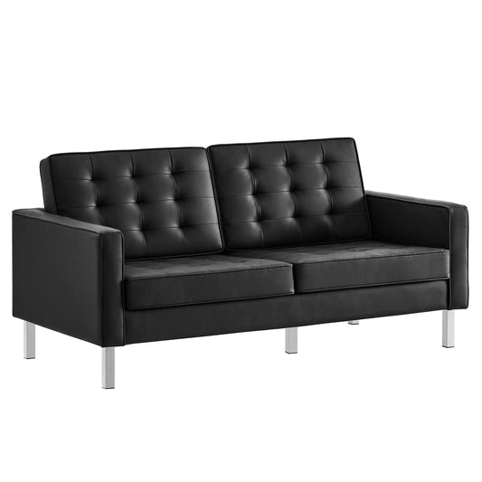 Loft Tufted Vegan Leather Loveseat