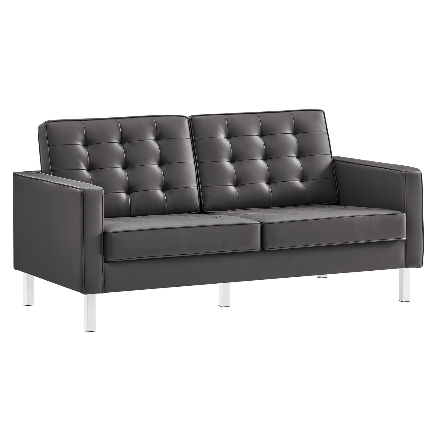 Loft Tufted Vegan Leather Loveseat