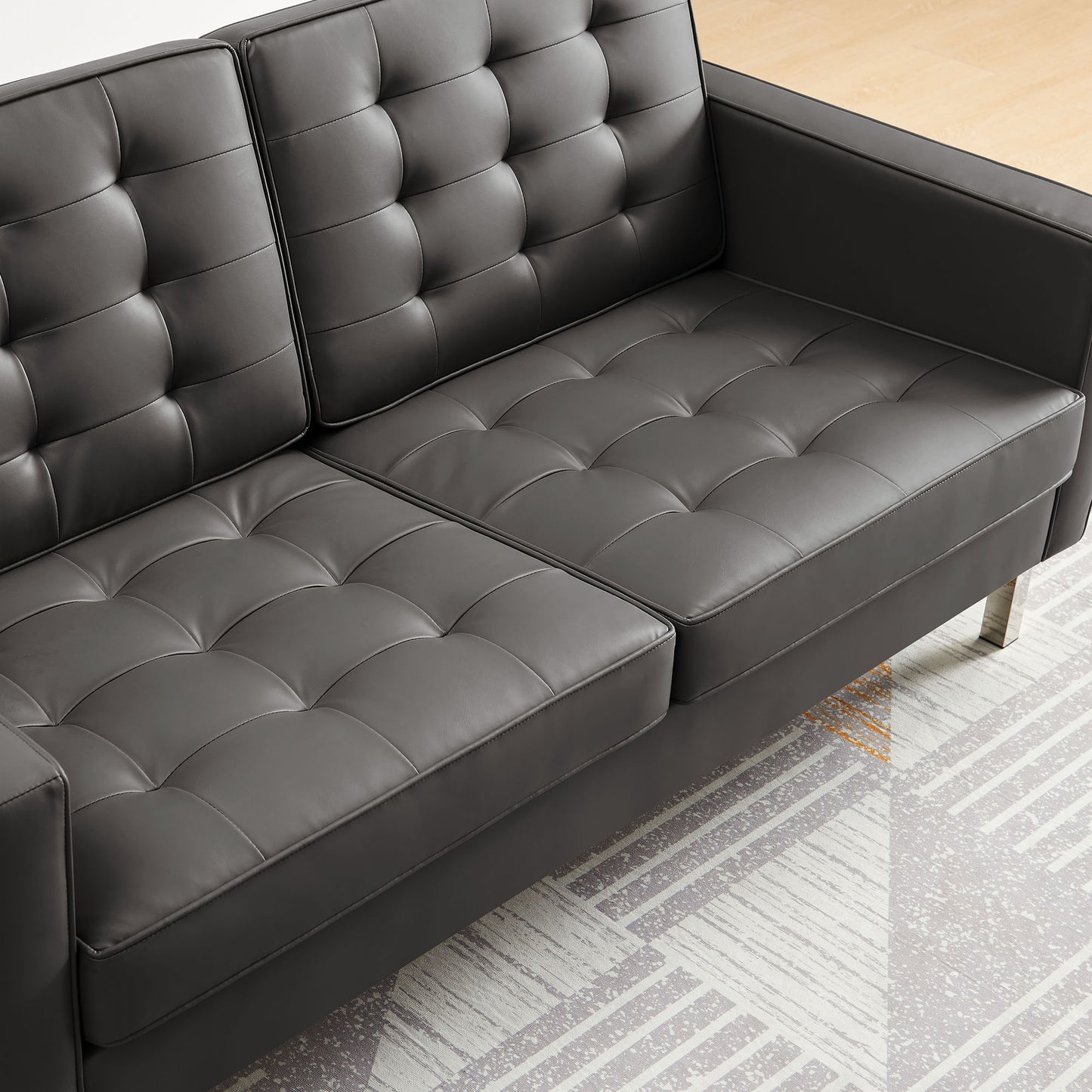 Loft Tufted Vegan Leather Loveseat