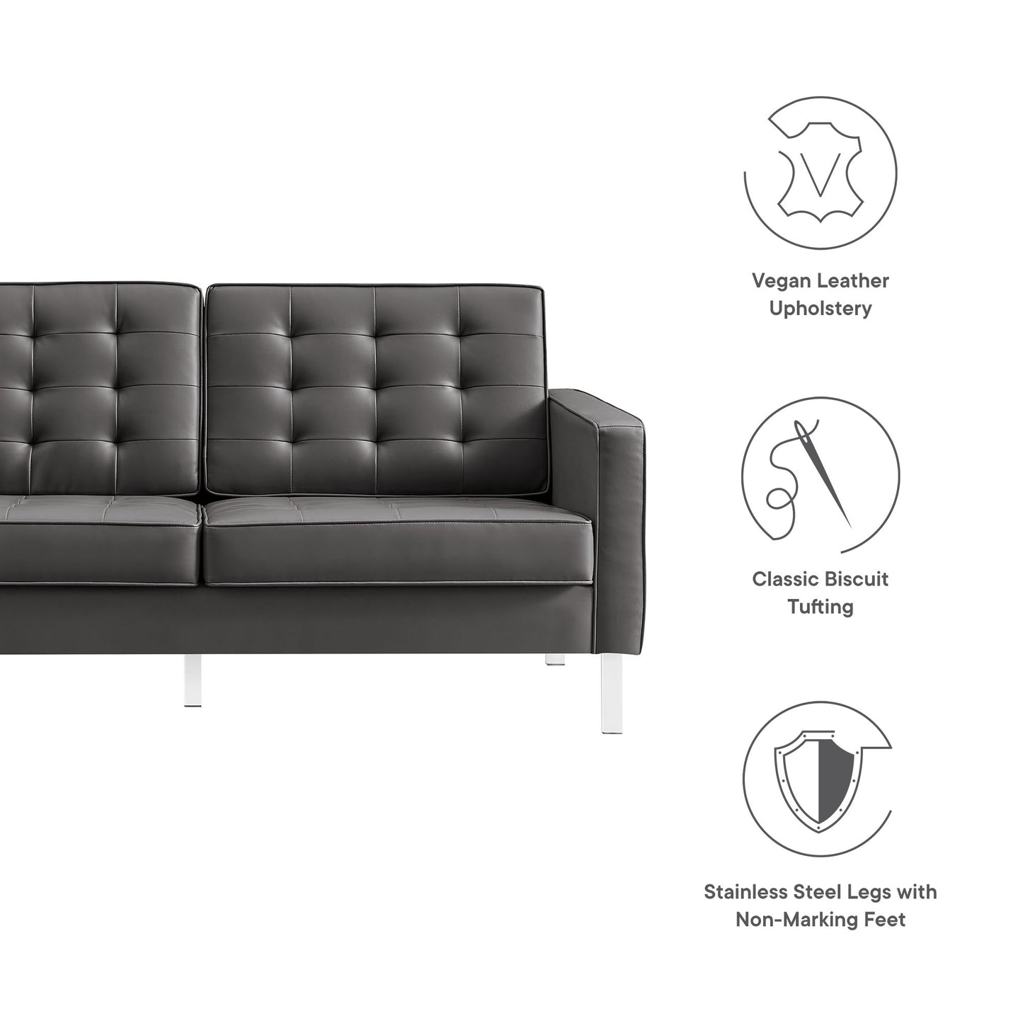 Loft Tufted Vegan Leather Loveseat